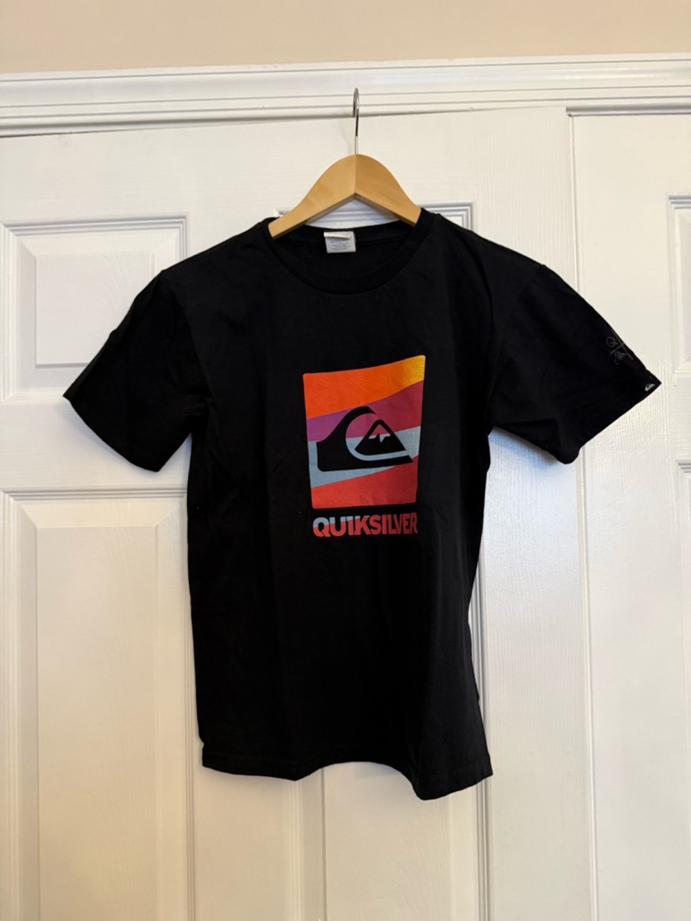 Quiksilver Black Short-Sleeve Tee with Sunset Stripe Logo